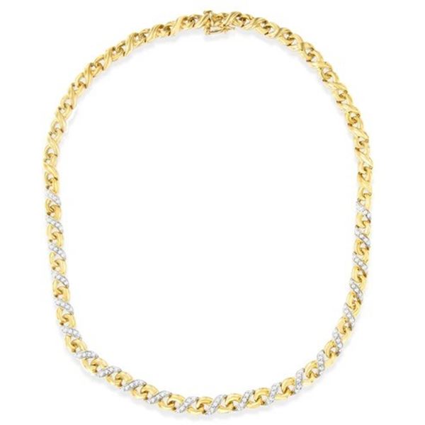10K Yellow Gold Diamond Riviera Pendant Necklace