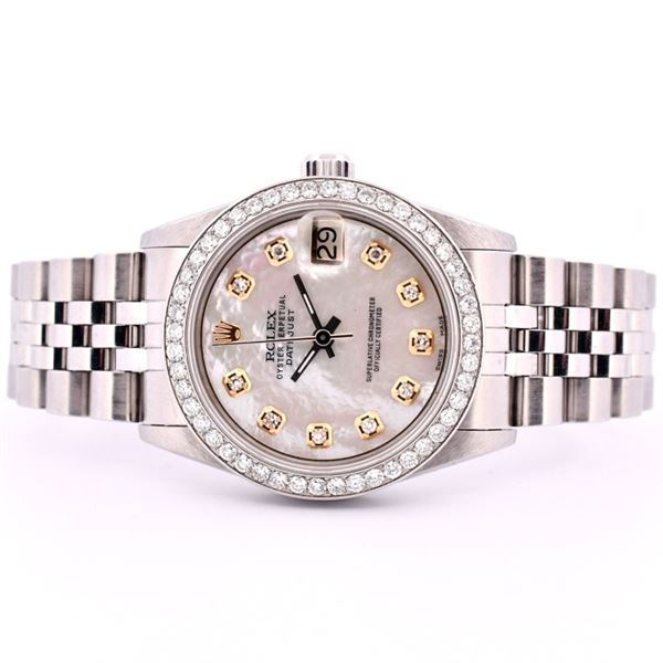 Rolex DateJust SS Mid-Size 1.00ct Diamond 31 Watch