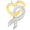 Image 1 : 10K Gold & Silver 1/20 cttw Diamond Ribbon-Heart P