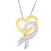 Image 2 : 10K Gold & Silver 1/20 cttw Diamond Ribbon-Heart P