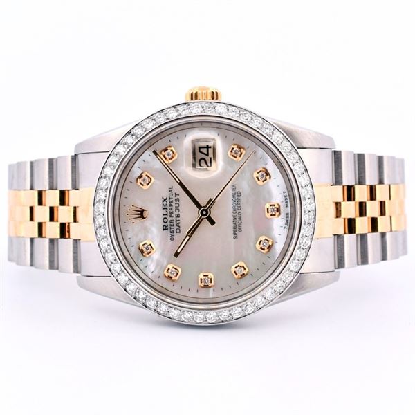 Rolex DateJust SS White MOP 1.50ct Diam 36 Watch