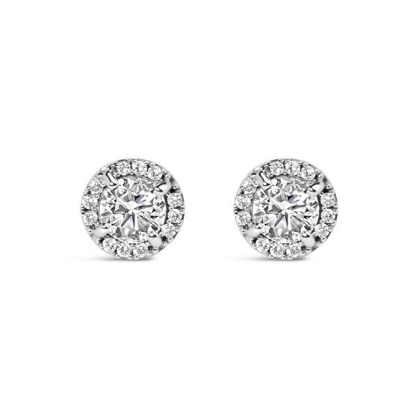 10K Gold Diamond Halo Stud Earrings