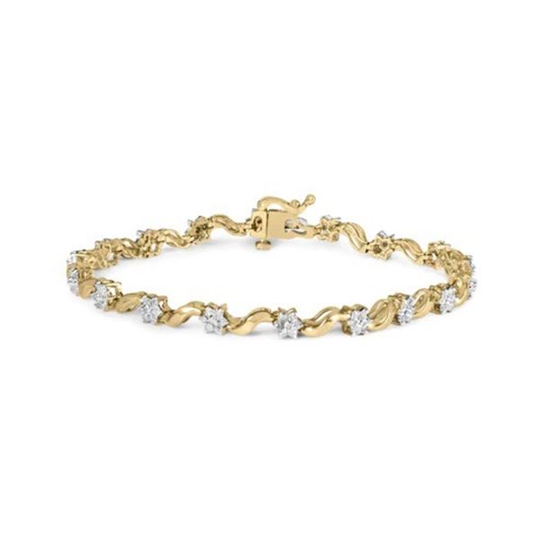 10k Gold Diamond Floral S-Link Bracelet - 1.00 Ctt