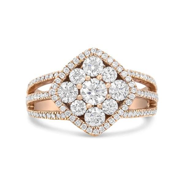 18K Rose Gold Diamond Halo Ring