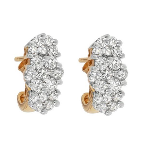 14K Gold Diamond Cluster Earrings - 2 1/20 cttw, R