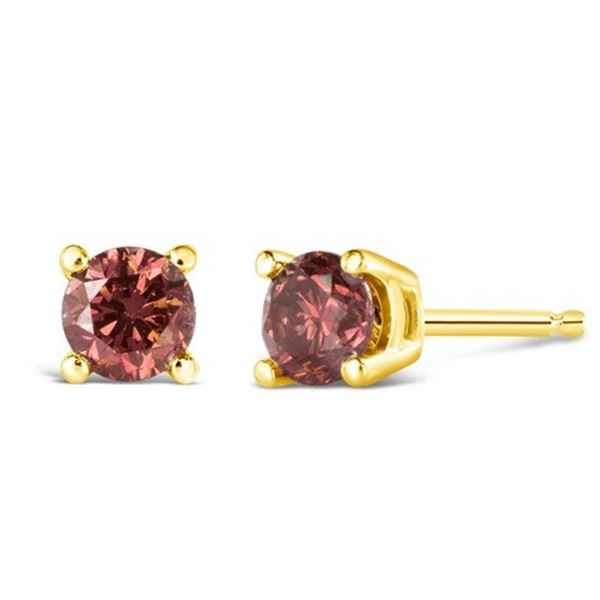 14K Gold 0.5 Cttw Round Lab Grown Pink Diamond Cla