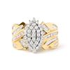 Image 1 : 10K Gold Diamond Pear Cluster Cocktail Ring