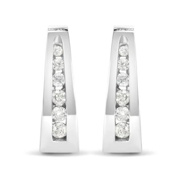 14K Gold Diamond Hoop Earrings