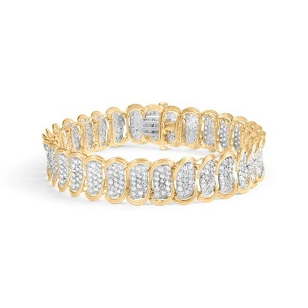 10k Yellw Gold 5.00 Cttw Dmnd Oval Bndd Lnk Bracel