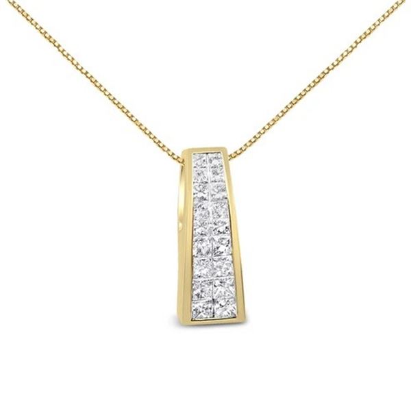 14K Gold Diamond Greek Column Pendant Necklace, 1.