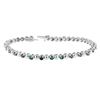 Image 2 : 14K White Gold Bracelet with Blue Diamond Rounds
