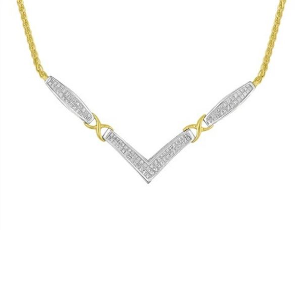 14K Gold Princess Cut Diamond Necklace