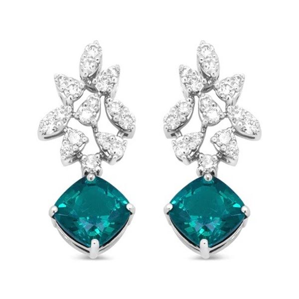 18K Gold Diamond and Emerald Earrings