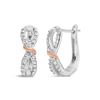Image 1 : 10K White Rose Gold Diamond Ribbon Hoop Earrings
