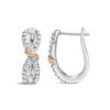 Image 3 : 10K White Rose Gold Diamond Ribbon Hoop Earrings