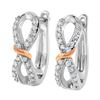Image 4 : 10K White Rose Gold Diamond Ribbon Hoop Earrings