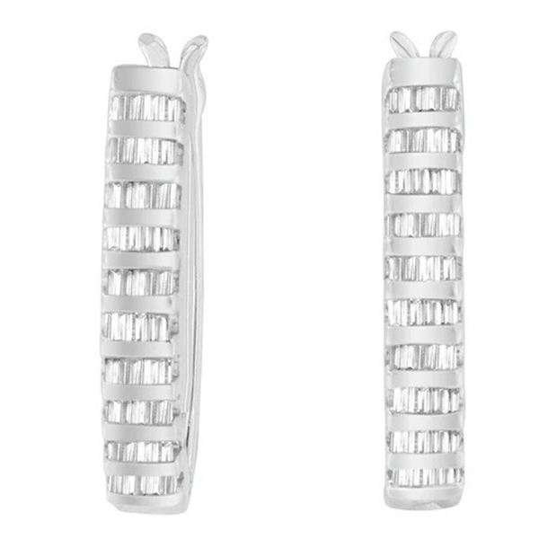 14K WG 5/8 cttw Baguette Diamond Earrings