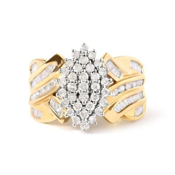 10K Gold Diamond Pear Cluster Cocktail Ring