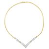 Image 1 : 14K Gold Diamond 'V' Shape Necklace