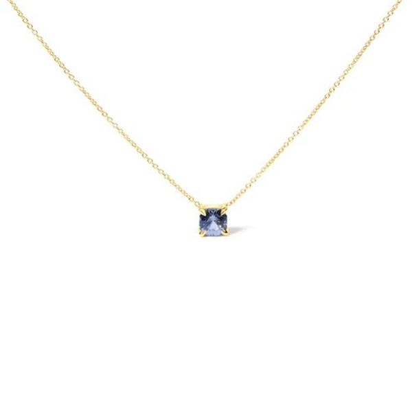 14k Gold Blue Sapphire Pendant - 0.8 Cttw - Adjust