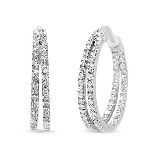 14K Gold Diamond Criss Cross Hoop Earrings