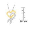 Image 4 : 10K Gold & Silver 1/20 cttw Diamond Ribbon-Heart P