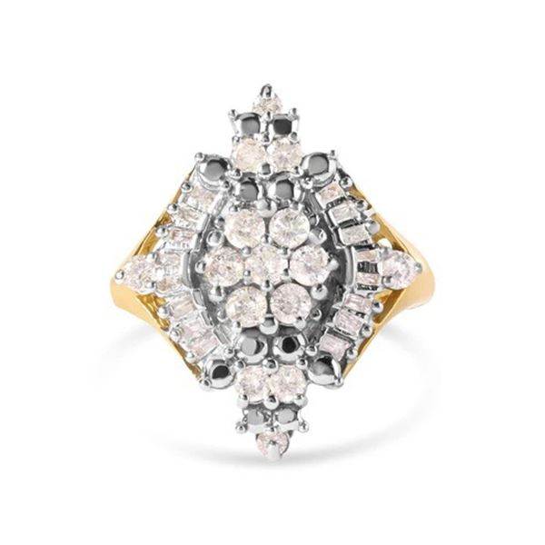10K Yellow Gold Diamond Rhombus Halo Ring