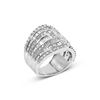 Image 3 : 10K White Gold Diamond Multi-Row Bypass Ring