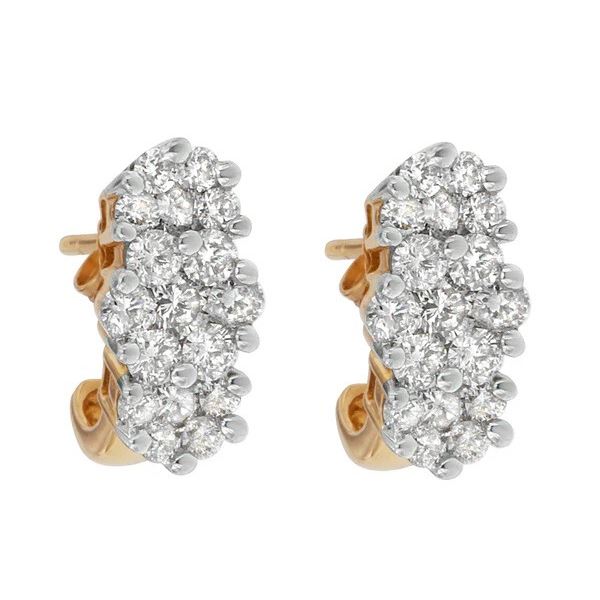 14K Gold Diamond Cluster Earrings