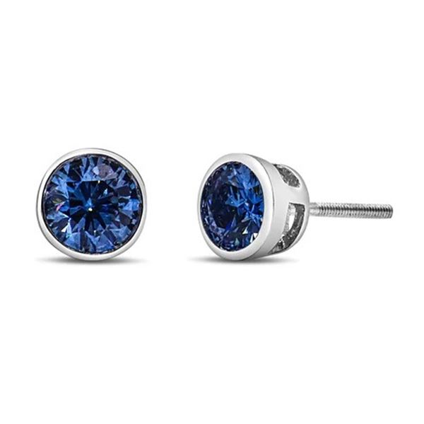 14K White Gold 1.0 ct Blue Lab Grown Diamond Stud