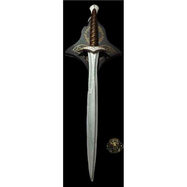 ELIJAH WOOD AND SEAN ASTIN DUAL SIGNED LORD OF THE RINGS METAL SWORD WALL MOUNTED (WWOC COA)