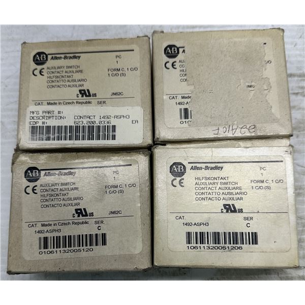 Lot of (4) Allen Bradley #1492-ASPH3 Auxiliary Switches