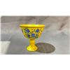 Image 1 : YELLOW GROUND BLUE AND WHITE STEM CUP APPROX 3" HIGH