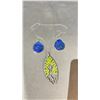 Image 2 : PAIR OF LAPIS EARRINGS AND CRYSTAL NECKLACE