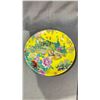 Image 1 : YELLOW GROUND "PEACOCK" PLATE APPROX 9 1/2 " ACROSS