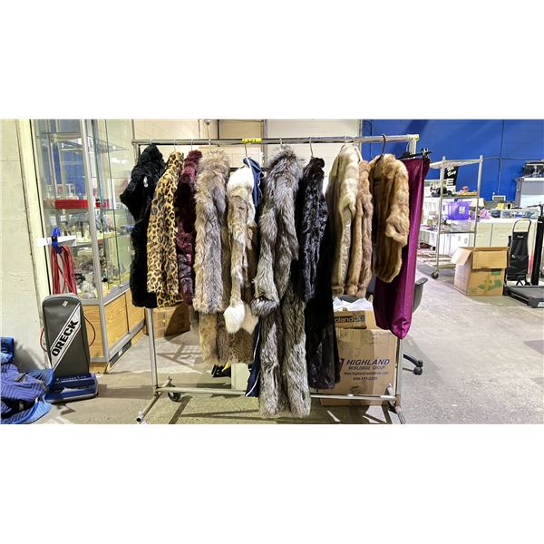 RACK OF ASSORTED FUR CLOTHING (RACK NOT INCLUDED) - Able Auctions