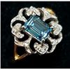 Image 1 : 10K YELLOW GOLD LAB BLUE AND & NATURAL DIAMOND (1CT+0.08CT)  RING (~SIZE 5.5 (~WEIGHT 2.8G)