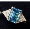 Image 3 : 14K WHITE GOLD LAB  BLUE &  NATURAL DIAMOND (1.6+0.06CT)  RING (~SIZE 6.5 (~WEIGHT 1.8G)