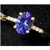 Image 2 : 10K YELLOW GOLD NATURAL TANZANITE(1CT) DIAMOND(0.05CT)  RING (~SIZE 6.5) (~WEIGHT 2G)
