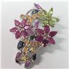 Image 2 : SILVER NATURAL MULTI COLOR SAPPHIRE(12CT)  BROOCH (~WEIGHT 11.92G)