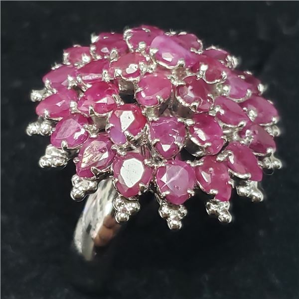 SILVER NATURAL RUBY (7CT)  RING (~WEIGHT 7.84G)