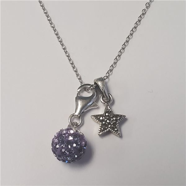 SILVER MARCASITE AND CZ 16"   NECKLACE