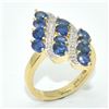 Image 2 : GOLD PLATED SILVER BLUE SAPPHIRE CZ(3.95CT) GOLD RHODIUM PLATED RING (~SIZE 7)
