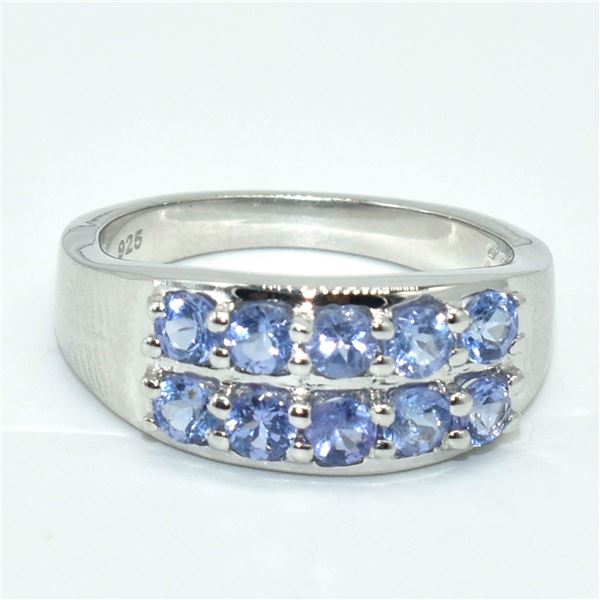 SILVER TANZANITE(1.8CT) RHODIUM PLATED RING (~SIZE 7 (~WEIGHT 4.35G)