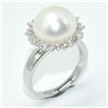 Image 2 : SILVER PEARL CZ(5.4CT) RHODIUM PLATED RING (~SIZE 7) (~WEIGHT 5.85G)
