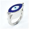 Image 2 : SILVER LAPIS SHELL PEARL(8.5CT) RHODIUM PLATED EVIL EYE RING (~SIZE 7.5) (~WEIGHT 6.85G)