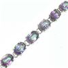 Image 2 : SILVER  MYSTIC QUARTZ(54.9CT) HAND MADE BRACELET (~LENGTH 7.5INCHES) (~WEIGHT 23.65G)