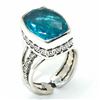 Image 2 : SILVER SWISS BLUE QUARTZ(15.15CT) HAND MADE ADJUSTABLE RING (~SIZE 7) (~WEIGHT 8.9G)