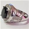 Image 2 : SILVER RHODIUM PLATED SAPPHIRE  RING (~SIZE 10) (~WEIGHT 6.62G)