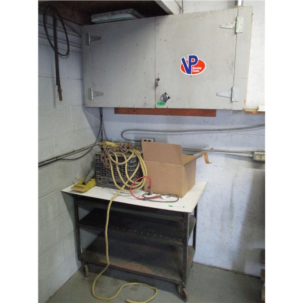 Metal Table on Castors – 36” x 18” x 30” Tall & Misc. Rope Beari